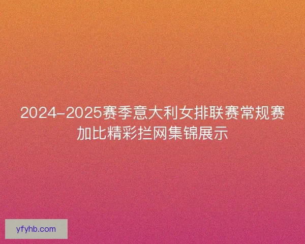 2024-2025赛季意大利女排联赛常规赛加比精彩拦网集锦展示 2024-2025赛季意大利女排联赛常规赛加比精彩拦网集锦展示